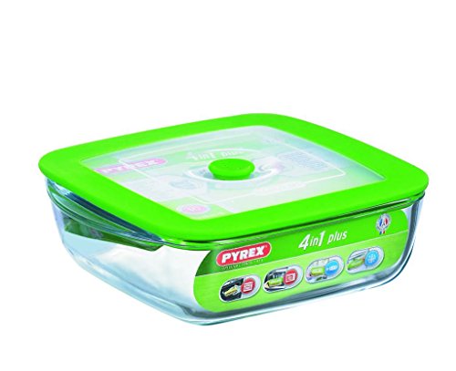 Pyrex Cook & Store - Recipiente 4 in 1 Plus Cuadrado con Tapa, 2,2 litros