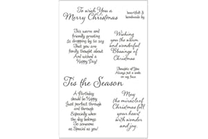 ARRIETTYCRAFT Tis The Season Merry Christmas Sayings Sentiments Phrase Happy Birthday Greetings Rubber Clear Stamp/Seal Scrapbook/Photo Decorative Card Making Clear Stamp