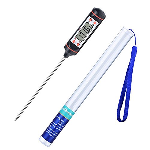 Küchen-Thermometer Kochen Thermometer BBQ Thermometer Lmmersion Thermometer Läglich lesen Mit langer Sonde, Starlotus LCD Bildschirm Korrosionsschutz, Ideal für Braten, Kochen, BBQ, Backen, Babynahrung, Badegewässer
