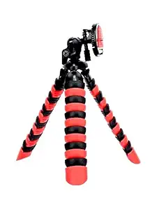 HIFFIN Flexible Gorilla Tripod SM853 Cell Phone Octopus Tripod 13 Inch WITH Mobile Clip Gorilla Tripod Lightweight Bendable Foldable Gorillapod with Ball Head (Black & Red)