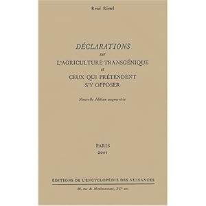 Déclarations sur l'agriculture transgénique et ceux qui prétendent s'y opposer Livre en Ligne - Telecharger Ebook