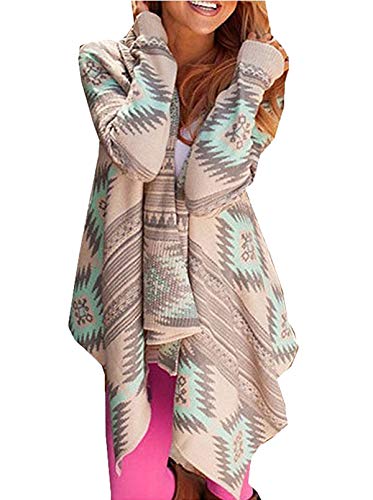 Preisvergleich Produktbild Damen Strickjacken Cardigan Langarmshirt Strickjacke Kimono Geometrische Irregular Loose Pullover Mantel Outwear Tops Strickmantel Strick