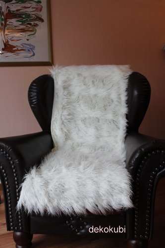 Sesselschoner Sesselläufer Sesselauflage Sofaläüfer Überwurf Decke Fellimitat Kunstfell "Kapa" weiß 60x150cm