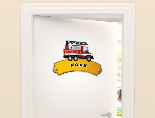 I-love-Wandtattoo ILWT-20-012 Kinderzimmer "Türaufkleber Stadt und Feuerwehr" mit Name für Jungen