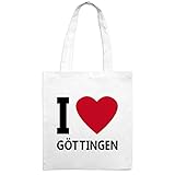 Jutebeutel mit Stadtnamen Göttingen - Motiv I Love - Farbe weiß - Stoffbeutel, Jutesack, Hipster, Beutel