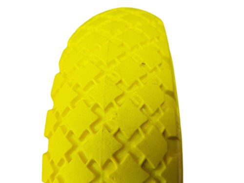 2 x Frosal PU Rad Bollerwagen + Radbefestigung Sackkarre Ersatzrad Vollgummi pannensicher gelb/rot - 5