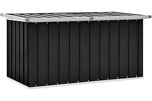 FIRBNUS Baule da Giardino Antracite 129x67x65 cm, Panca Contenitore Esterno in Acciaio Zincato e Plastica