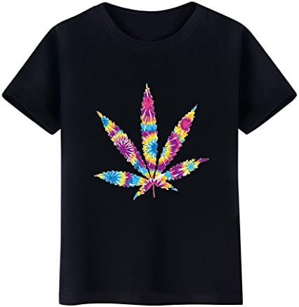 SEAWOOD Fashion Men Women Multicolor Leaf Print Tee Shirt Short Sleeve Lovers T-shirt - White XXXL Women's