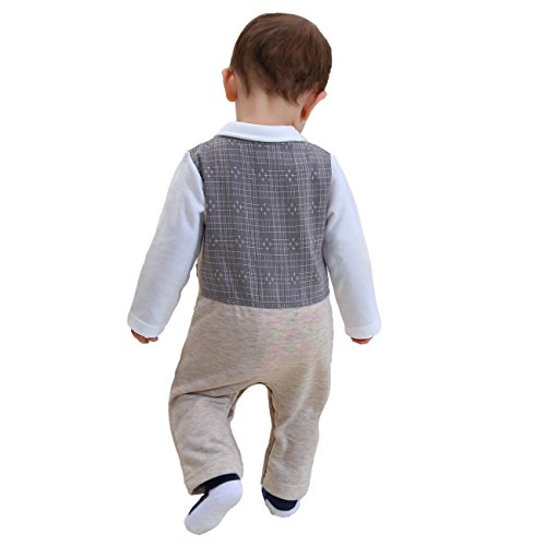 ZOEREA 1pc Kinder Baby Kleinkind Junge Kleidung Spielanzug Bodysuit Kleidung Gentleman Gesamtkind Sommer Kleidung Baumwolle Kurzarm Druck Babys Babys Taufe Hochzeit Weihnachten (0-24M) - 4