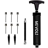  MIVOLI Kit inflador de Bomba de Aire portátil con Aguja, Boquilla, Manguera de extensión para fútbol, Baloncesto, Voleibol, Waterpolo, Rugby, Globo Hinchable, Black - 10\"