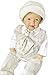 6 piece children christening suit dress with jacket, shirt, pants, embroidered vest, bow tie and hat, size 80-86, L27