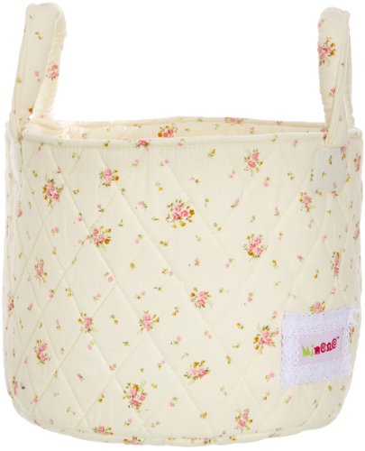 Minene Storage Basket/ Cream Flowers (Small, Pink)
