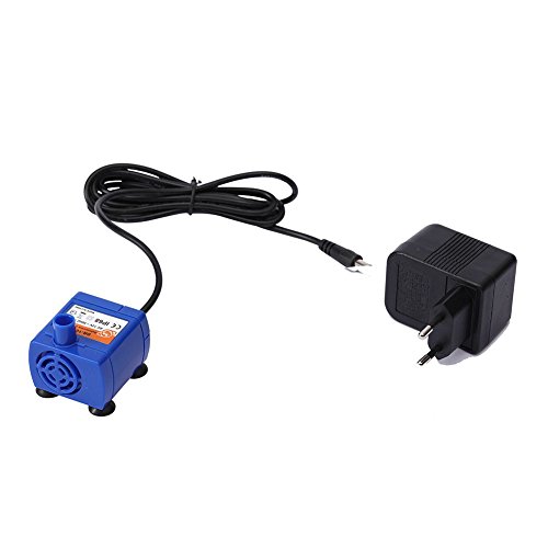 Ofanyia Pompe de Fontaine Cat + Adaptateur de Puissance, Pompe à Eau Submersible pour Chat Animaux de Compagnie, Pompe de Rechange(avec la Prise Européenne)