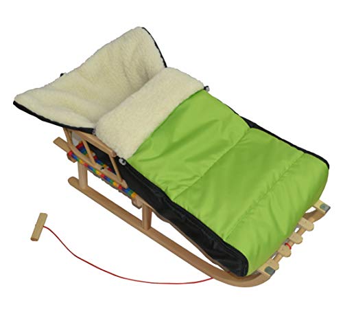 Fkl Luge En Bois Avec Dossier Et Coussin Pour Enfant Avec Traîneau Et Luge Rouge Hs Pol Vert Mit Fußsack Aus Wolle - 