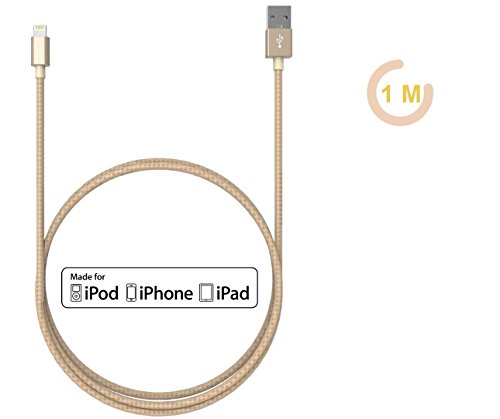 Apple Lightning Kabel Apple Ladekabel Micro USB [Apple MFI zertifiziert]CELL STAR Lightning Kabel Ladekabel 3ft 1m USB 2.0 Smartphones Datenkabel A 8 Pin iPhone 6s 6 Plus 6 5s iPad Air mini iPod touch 5 iPod nano 7 Charging Cable GOLD - 5