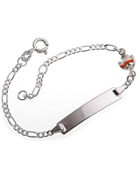 Baby Gravurarmband,Kinder ID Armband mit Fisch inklusive Gravur (beidseitig) - massiv 925 Silber, Länge wählbar...