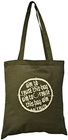 ' Aim to use this bag' Khaki Target cotton tote bag