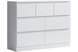 FWStyle Modern Merchant Chest of Drawers No Handle Sleek Design Bedroom Furniture - Matt White