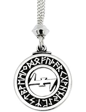 Handgemachte Wikinger Wolfsangel Rune Zinn Anhänger (mit 22 Zoll Kette)