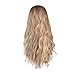 Produktbild POTOU Lace Front Perücken Blonde Perücke, 24 Zoll lang gerade Mitte Teil Synthetic Full Perücke Fashion Ash Blonde 2 Tones mit Braun Wurzeln für Damen