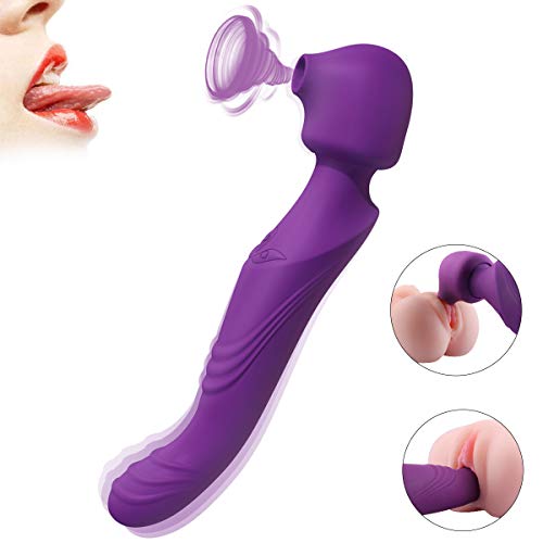 Doppelkopf G-Punkt Vibratoren für sie mit Klitoris-Sauger und Klopf Massage, Silikon Massagestab Vibrator Sexspielzeug für Frauen und Paare mit 10 Vibrationsmodi, 100% Wasserdicht