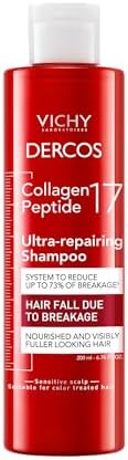 Vichy Dercos, Collagen 17 Shampoo Riparatore, Per Capelli Deboli, Azione Anti-Rottura e Riparazione Totale, Fibra Rinforzata, Capelli Morbidi e Voluminosi, 200 ml