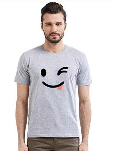 Wear Your Opinion WYO Men's Graphic Printed Half Sleeve T-Shirt|Design-Wink| Cartoon Face Smiley| Funny