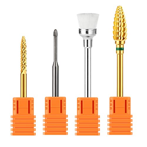 3x Punta per Fresa Unghie, Ultra Leggero, Lunga Durata, Taglia Standard, Set di Punte in Tungsteno Acciaio Ideali Per Rimuovere lo Smalto, il Gel e la Pelle Morta Senza Danneggiare le Unghie