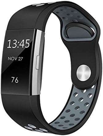 Covermason For Fitbit Charge 2 Strap, 20mm Itbit Charge 2 Bands Adjustable Replacement Sport Fashion Double Color Sports Silicone Bracelet Strap Band For Fitbit Charge 2 Strap Bands (Gray)