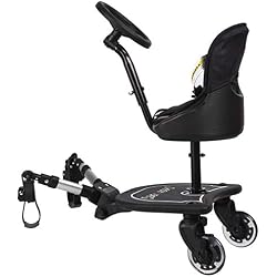 Easy X2 Rider Sit N Ride 2 roues pour poussette universelle avec siège et volant pour s'adapter à toutes les poussettes, landaus et poussettes - Adaptateur télescopique