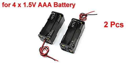 2pcs Black 2-Schichten 4 x 1,5V AAA-Batterie-Halter-Kasten-Kasten mit Drahtanschlüsse - 2