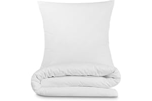 Alreya Juego de Funda Nórdica Renforcé - 100% Algodón - 240 x 220 cm Blanco - Juego de Cama con 2 Fundas de Almohada 80 x 80 cm con Cremallera