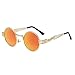 Produktbild TEMPO Round Metal Frame Sunlasses Steampunk Vintage Driving Polarized Glasses with Spring Frame for Men and Women(Gold Frame/Orange Lens)