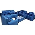 MAB FURNISHINGS 7– Seater sofa set With Table &Pillow - 1+1+2+3- / Blue Color.