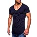 Produktbild Herren T-Shirt, Beikoard Männer T-Shirt Slim Fit V-Ausschnitt Kurzarm Muscle Cotton Casual Tops Bluse Shirts Einfarbiges T-Shirt Fußballweltmeisterschaft 2018 Feiertage Oberteile (Marine, M)