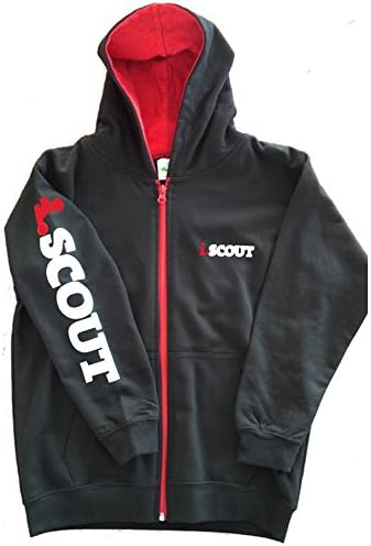 iScout Youth Printed Hoody - Official Scout Clothing (9-11 Years, Zipped Black/Red)
