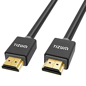 Tizum High Speed HDMI Cable Ultra- HDMI 2.0 -Gold Plated-High Speed Data 18Gbps, 3D, 4K, HD 2160p (10 Ft/ 3M-Grey)