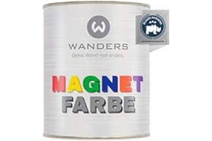 Wanders24 Magnetfarbe (1 Liter, Dunkelgrau) haftstarke Magnetfarbe grau - Magnet Wandfarbe wasserbasiert - Magnetische Farbe - Magnet Tafel - Made in Germany