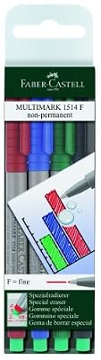 Faber-Castell 151404 Feutre multiusage MULTIMARK non-permanent F étui de 4