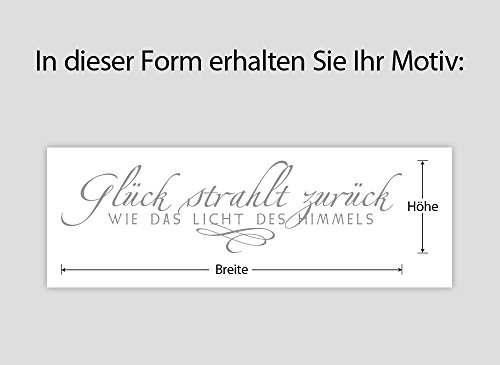 Grandora® W453 Wandtattoo Spruch Glück strahlt zurück wie das Licht des Himmels schwarz (BxH) 100 x 27 cm - 3