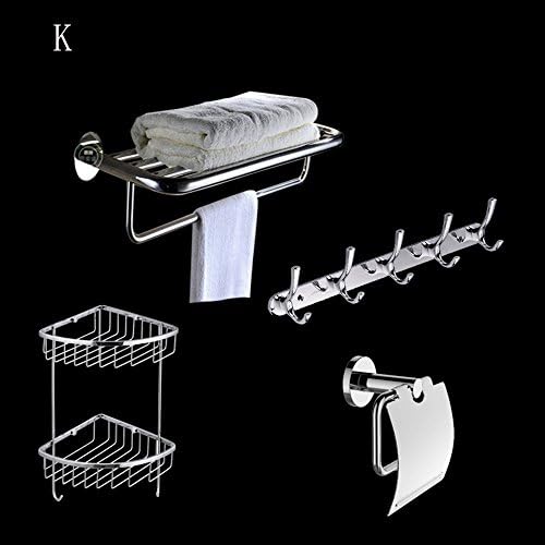 FUFU Bathroom Shelves Stainless Steel Pendant Set Towel Rack Toilet Paper Box Zhiwu Jia Hanging Hooks Bathroom Hardware Rack Sets ( Total 4) ( Color : K )