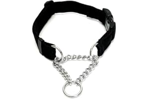 CHURCH PRODUCTS UK Obroża dla psa, regulowany łańcuszek do półkratki, z plastikową, zakrzywioną klamrą boczną o szerokości 25 mm, taśma do poduszek (X - L (50-61 cm), czarna)