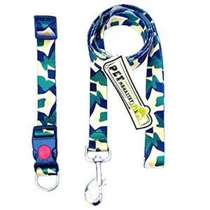 Pet Monastry? Premium Adjustable Camouflage Print Soft Nylon Collar and Leash Set for Dogs & Puppies, Suitable for 10-25 kg for Adult Medium Dogs (Size - Large, Color - Green)