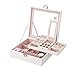 Produktbild DuJewelry Europäischen Stil schmuckschatulle Frauen Doppelschicht mit Schloss Kosmetik Ring Box schmuck aufbewahrungsbox (Color : White, Size : 25.3×25.3×8.5cm)