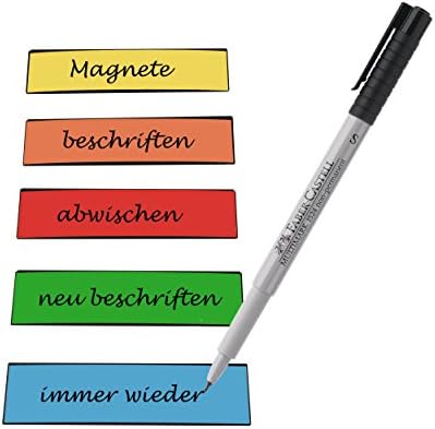 150 write-on magnetic strip with pen, different colours, 100 x 30 mm