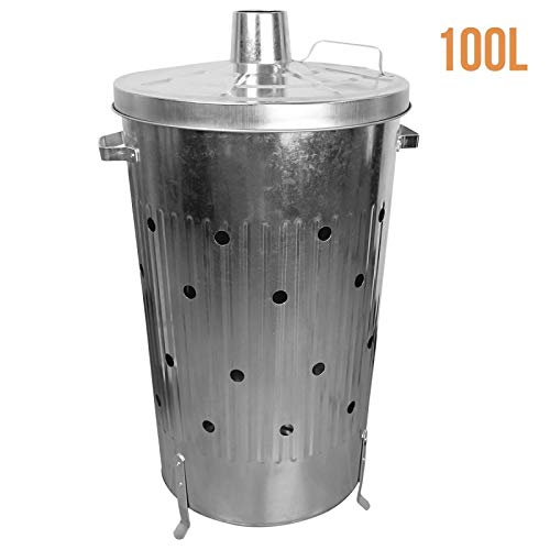 Linxor France ® Incinérateur de jardin en acier galvanisé 100 L - Norme CE