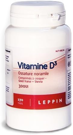 LEPPIN - Vitamin D3 270 Chewable Tablets - VITAMIN D - Immunity and Bones - Natural Food Supplements
