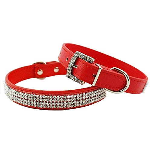 Pet Leso Rhinestone Bling Diamante de piel sintética perro gato para mascota Doggie Collar