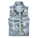 Produktbild Sannysis Herren Jeansjacke Weste Ärmellos Destroyed mit Patch Slim Fit Jeans Jacke Vintage Demin Hoodie Streetwear Outwear Männer Oberteile Tanktop Rock Hip Hop