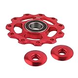 Material: Aluminio Vovotrade 11T Dientes Aluminio MTB Cerámico Cojinete Jockey Rueda Polea La Carretera Cambio Montana Bicicleta Bici Desviador (Rojo)